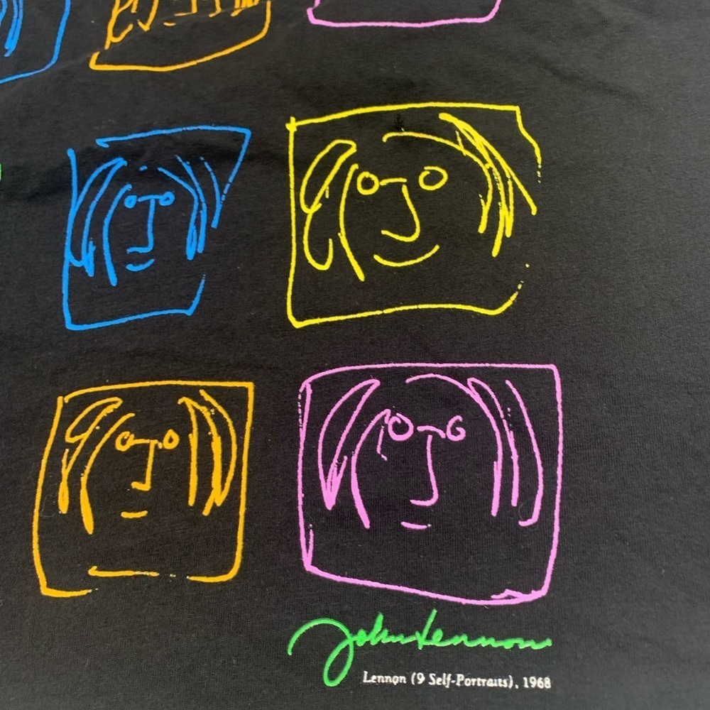 John Lennon Official RARE 9-Self Portraits Image Black S/S Tshirt SZ XL NWT Mens - Picture 3 of 6